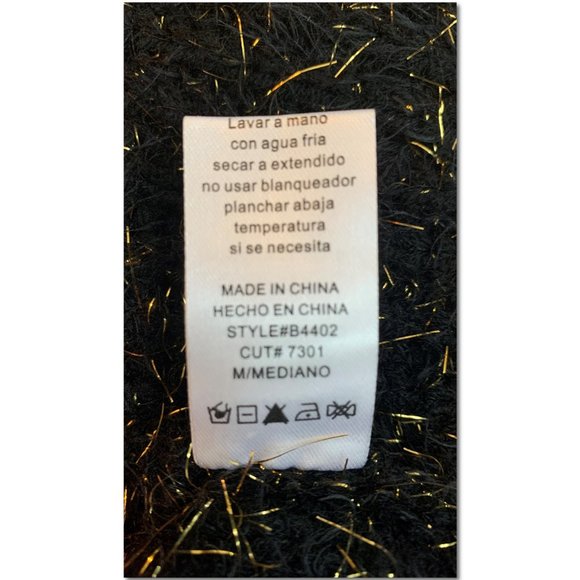 Francesca's Crop Black & Gold Metallic Fuzzy Sweater Size Medium Ivory Rose NWT - Picture 9 of 11